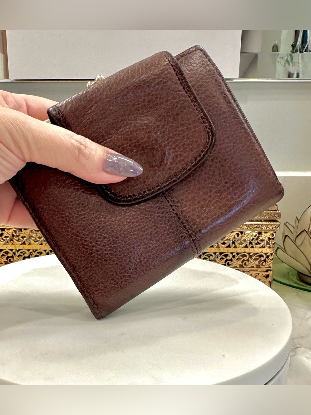 VTG Buxton Leather Wallet w/ Kiss-Lock Coin Purse - VGVC